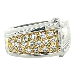 Mid 20th Century Platinum and 18k Gold Unisex Natural Diamond Pinky Ring Size 8