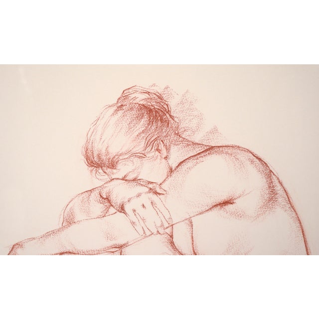 Figurative "The Artists Wife" Realistic Nude Woman in Conté on Paper by Garth Benton by Garth Benton For Sale - Image 3 of 8