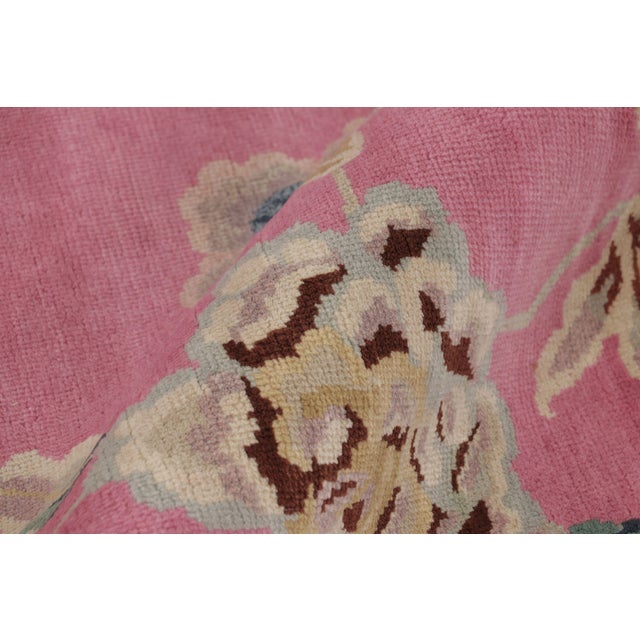 Textile Rug & Kilim’s Chinese Art Deco-Inspired Rug, Pink With Greek Key Border For Sale - Image 7 of 8
