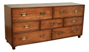 Vintage Campaign Style Dresser or Chest of Drawers
