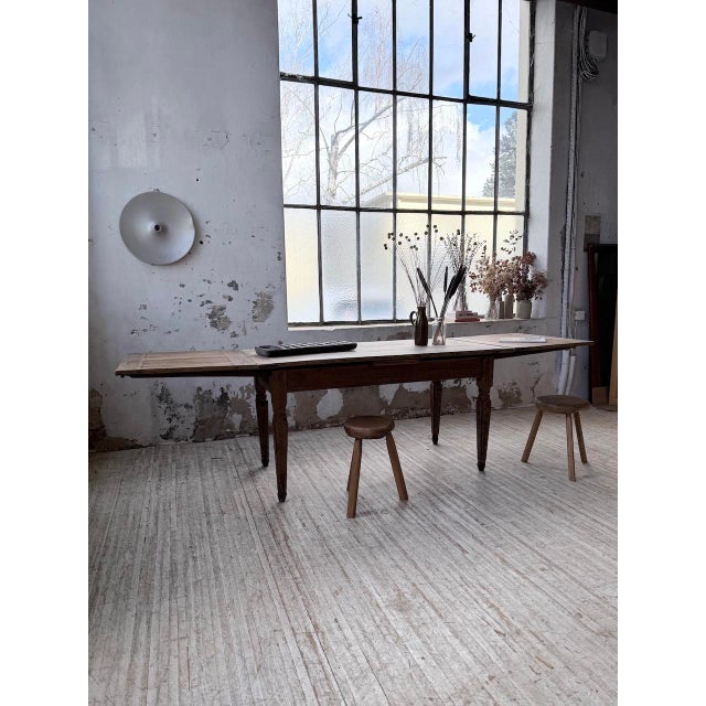 Vintage Farmhouse Table in Oak with Integrated Extensions, 1950s For Sale - Image 6 of 18