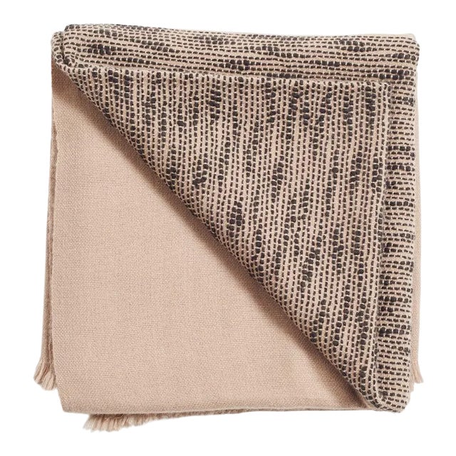 Studio Variously Handwoven & Hand Embroidered Soft Merino Flo Brown Throw For Sale