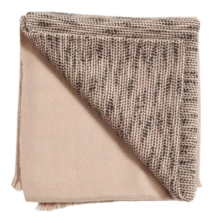 Studio Variously Handwoven & Hand Embroidered Soft Merino Flo Brown Throw