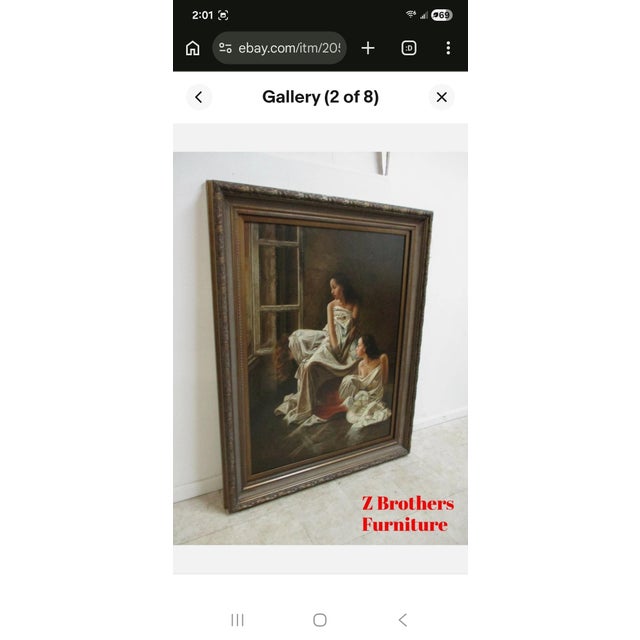 Figurative 1980s Large Timeless Treasures Gold Gilt Carved Bathing Ladies Women Oil Painting For Sale - Image 3 of 9