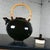 Late 20th Century Contemporary Asian Dark Brown Glazed Ceramic Teapot With Wrapped Rattan Handle For Sale - Image 11 of 12