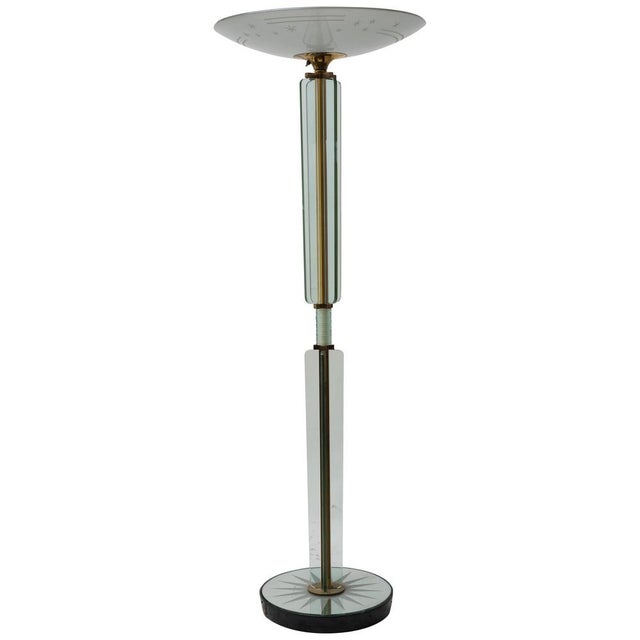 1930s Vintage Brass and Glass Floor Lamp by Luigi Brusotti, 1930s For Sale - Image 5 of 5