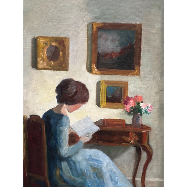 Edith Gert, Woman Reading, 1960s, Oil on Canvas, Framed For Sale - Image 13 of 17