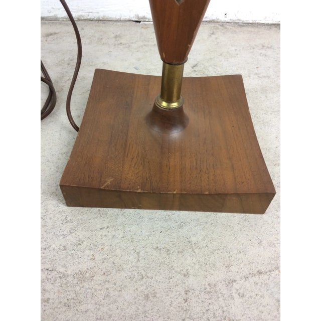 Mid Century Modern Walnut Table Lamp With Barrel Shade For Sale - Image 4 of 12