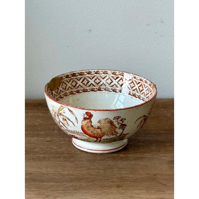 Antique 19th century Dutch earthenware bowl by Petrus Regout & Co of Maastricht in the sought-after HAAN (Rooster)...