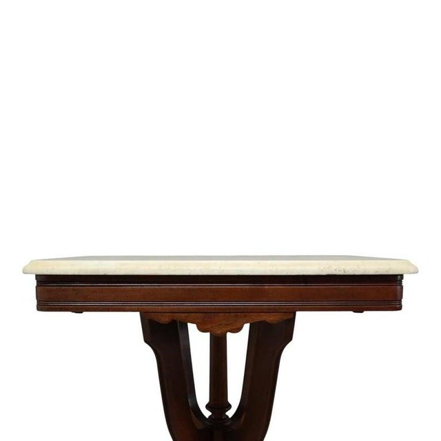 Antique Eastlake Carved Walnut Square Marble Top Table C1890 For Sale - Image 6 of 11