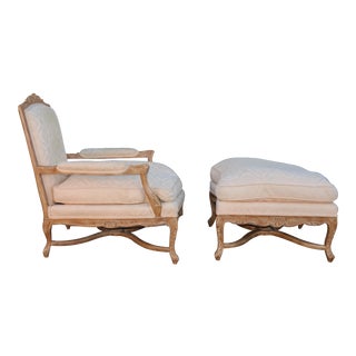 1920's French Style Arm Chair and Ottoman For Sale