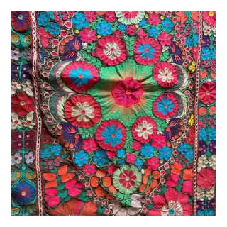 Antique Suzani Traditional Embroidered Textile With Intricate and Colorful Designs. Used for Bed Cover, Wall Hanging or Uplostery. For Sale