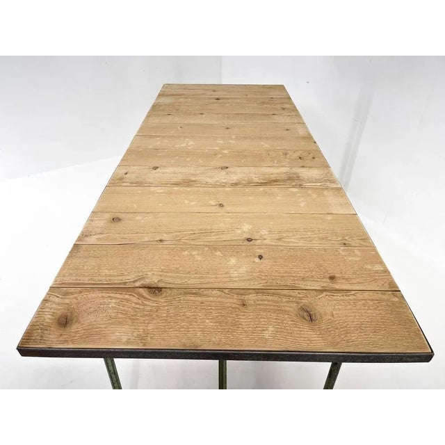 Wood Vintage Industrial Iron and Wood Table with Drawer, 1950s For Sale - Image 7 of 12
