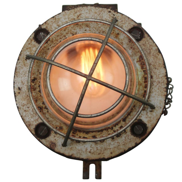 Metal Industrial Cast Iron and Glass Wall Lamps from Grimmeisen, France For Sale - Image 7 of 8