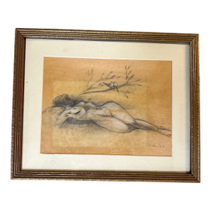 Contemporary Original Female Nude Figure Drawing by Stephen Heigh “Love Doves”