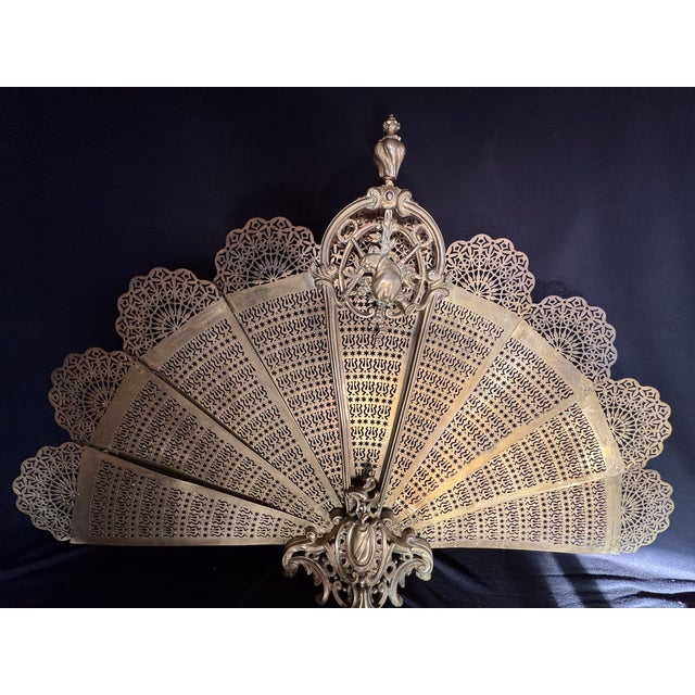 19th C French Louis XVI Gold Gilt Bronze Fireplace Screen 1 Pc For Sale - Image 9 of 16