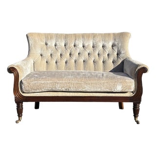 Antique William IV Mahogany and Velvet Sofa, C1830 For Sale