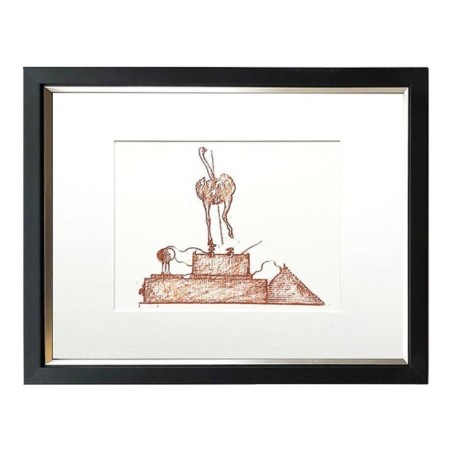Max Ernst Original Lithograph No Ostrich Lives on Mince Pies 1970 Framed For Sale