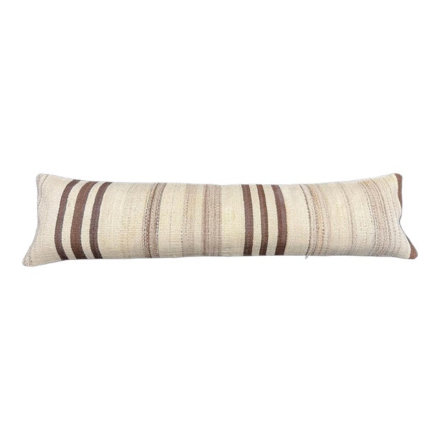Turkish Hemp Pillow Cushion Natural Beige Brown Cushion Cover 12"x46" For Sale