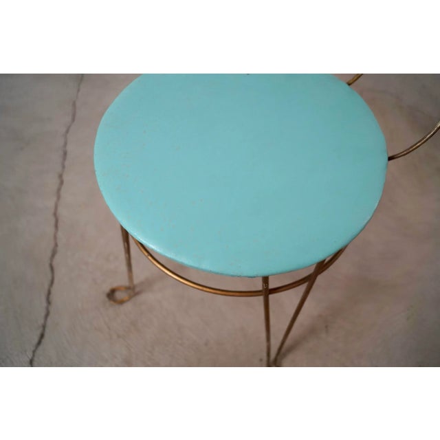 1950’s Mid-Century Modern Patinated Brass Vanity Stool For Sale - Image 11 of 12