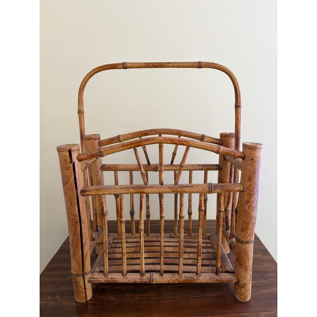 Mid-Century Bamboo Magazine Stand in the Palm Beach Manner For Sale In South Bend - Image 6 of 9