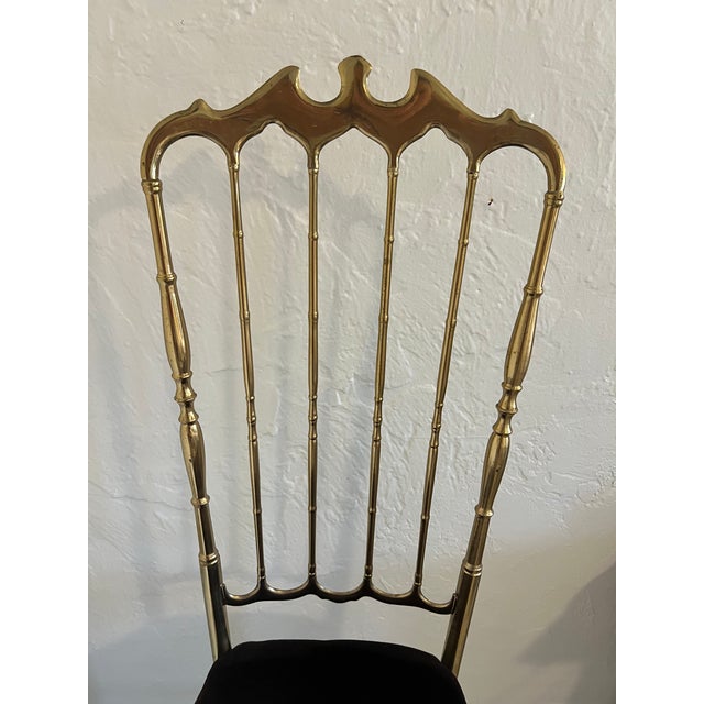 Pair of Vintage Italian Brass Chiavari High-Back Opera Chairs, 1960s — Palm Beach Estate For Sale - Image 9 of 12