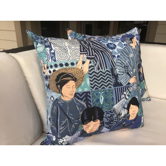 Manuel Canovas “Dara” Multi Colored Toile Pillows - a Pair For Sale - Image 4 of 5