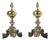 Brass and Wrought Iron Andirons, Set of 2 For Sale