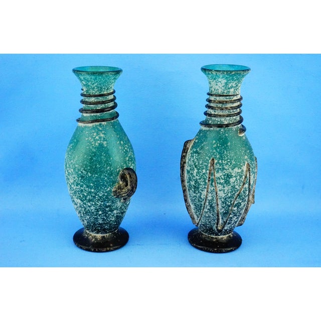 Mid-Century Modern Green and Black Murano Glass Vases by C. Zeta, Italy, 1970s, Set of 2 For Sale - Image 3 of 18