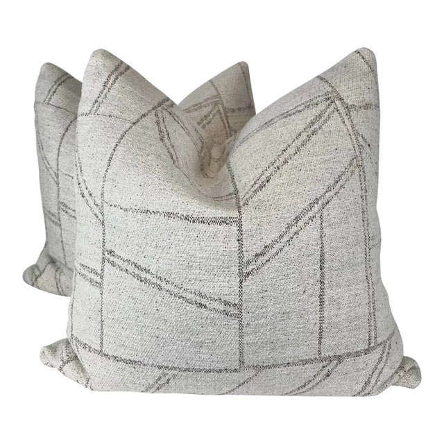 Mark Alexander "Odyssey" in Parchment 22" Pillows-A Pair For Sale