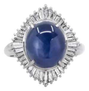 Late 20th Century Platinum Gem Star Sapphire Ring, Size 5