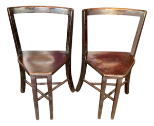1920s Seatmore Soda Fountain Chairs-Pair-Ice Cream Parlor-Cafe Set-Antique-Farm