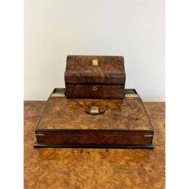 Victorian Burr Walnut Writing Box, 1850s For Sale - Image 4 of 8