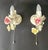 Romantic set of 2 vintage wall sconces with floral porcelain elements: light pink and yellow roses – italian handcrafted...