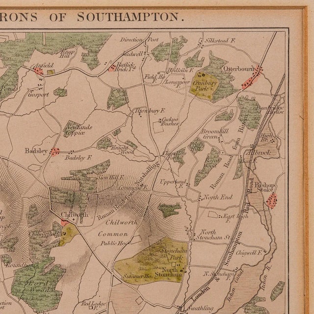 Wood 1880's Antique Lithography Map For Sale - Image 7 of 12