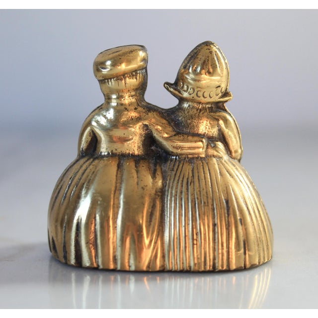 Mid-Century Solid Brass Couple Dinner Bell - England For Sale In Milwaukee - Image 6 of 7