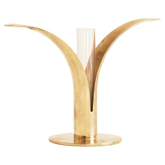 Metal Liljan Candleholder or Soliflore Vase attributed to Ivar Ålenius Björk for Skultuna, Sweden, 1980s For Sale - Image 7 of 7