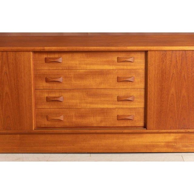 1970s Mid-Century Modern Danish Teak Low Sideboard with Sliding Doors from Clausen & Son, 1970s For Sale - Image 5 of 11