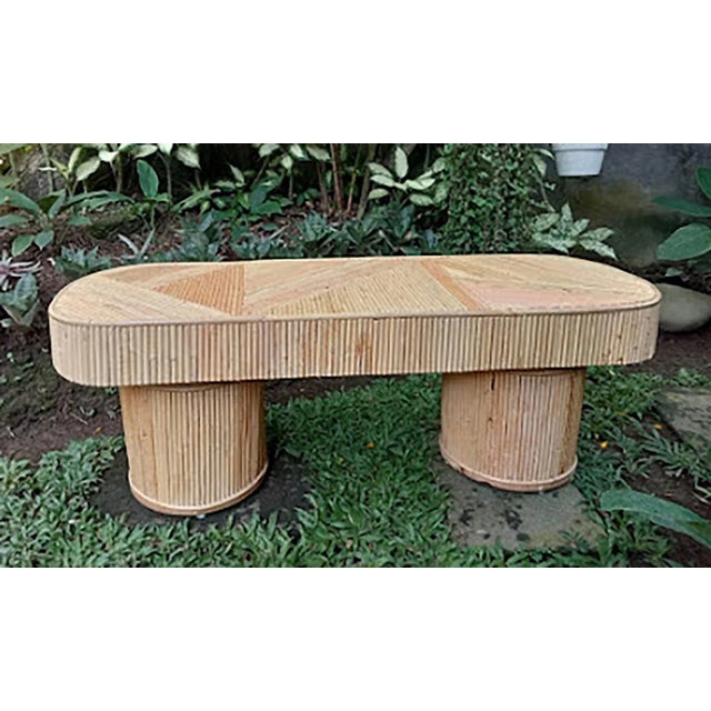 Wood Deco Rattan Stick Coffee Table For Sale - Image 7 of 8