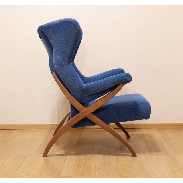 Blue Fiorenza Armchair by Franco Albini for Arflex, 1950s For Sale - Image 8 of 17