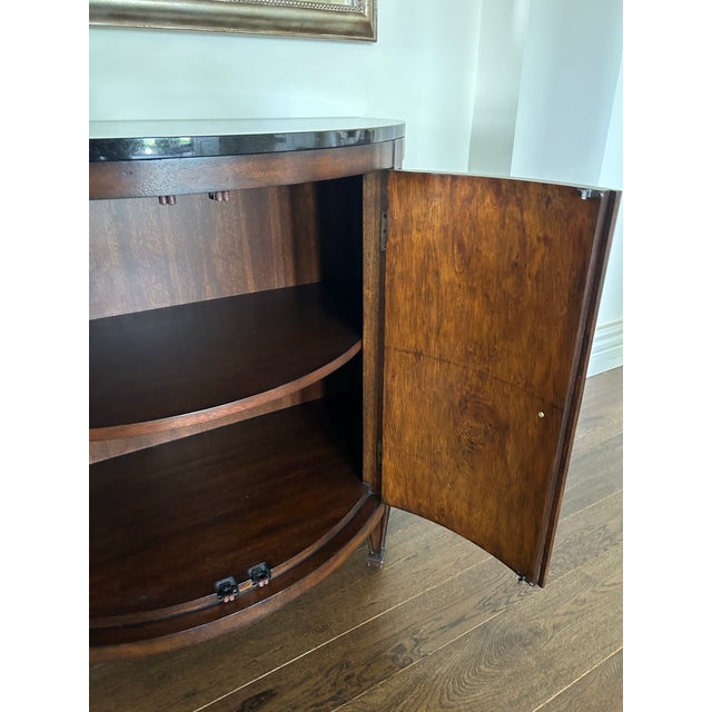Hickory Chair Two-Tone Wood Demilune Cabinet With Black Granite Top For Sale In Miami - Image 6 of 6