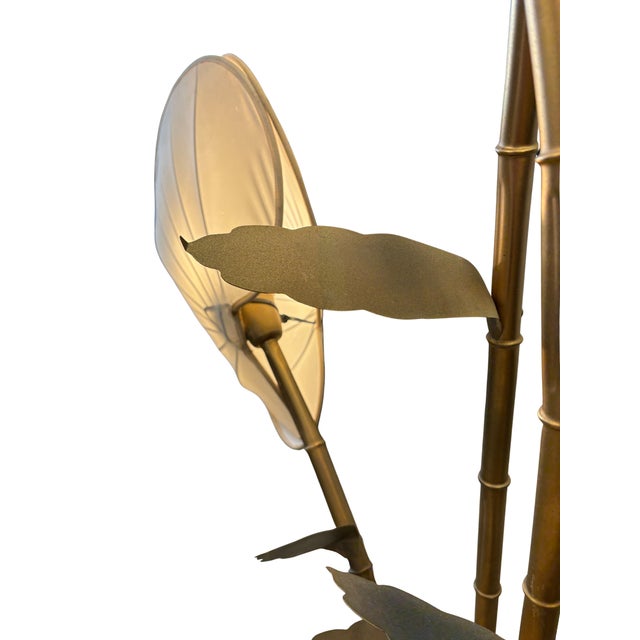 Brass Vintage Hollywood Regency “Lotus Fan” Floor Lamp For Sale - Image 8 of 10
