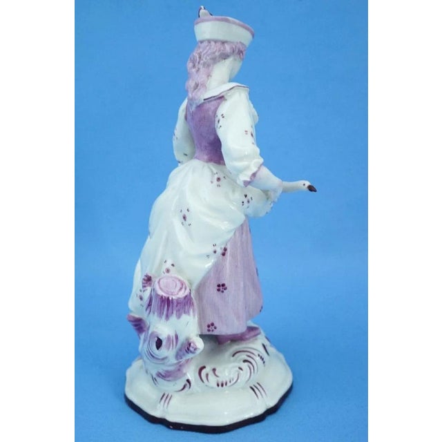 19th Century Porcelain Sculpture Lady with Duck by Capodimonte, Italy For Sale - Image 5 of 18
