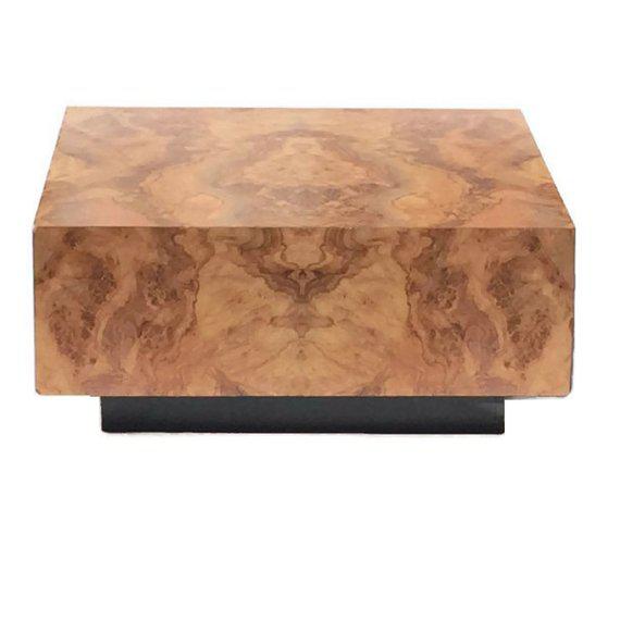 Vintage Burl Wood Coffee Table Floating Cube Pedestal Cocktail Table 36 Chairish