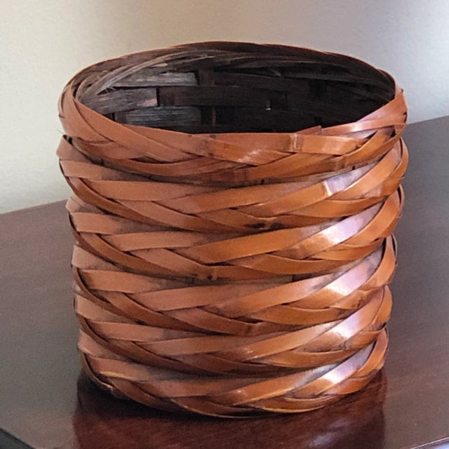 Tan 1970s Rattan Planter Basket For Sale - Image 8 of 13