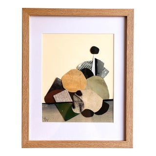 "Vessel 3" Original Mixed-Media Framed Collage on Paper by Zac Woodiel For Sale