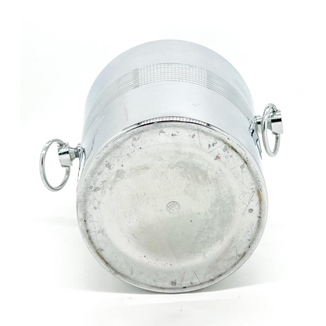 Silver Mid 20th Century Mid-Century Modern André Leroy French Chrome Champagne Bucket / Ice Bucket With Ring Handles For Sale - Image 8 of 11