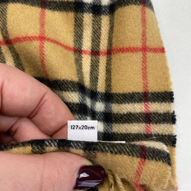 Brown Burberry Children Brown Plaid 100% Cashmere Scarf For Sale - Image 8 of 11