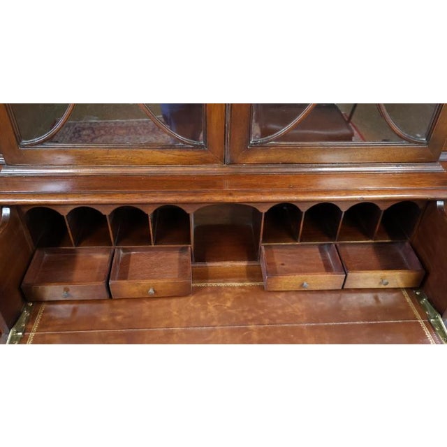 Mid 20th Century Grosfeld House Flame Mahogany Inlaid China Cabinet Bookcase Breakfront For Sale - Image 14 of 18