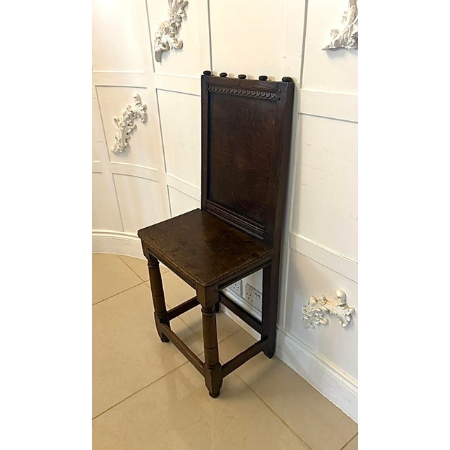 Antique English Oak Correction Chair, 1680 For Sale - Image 4 of 15